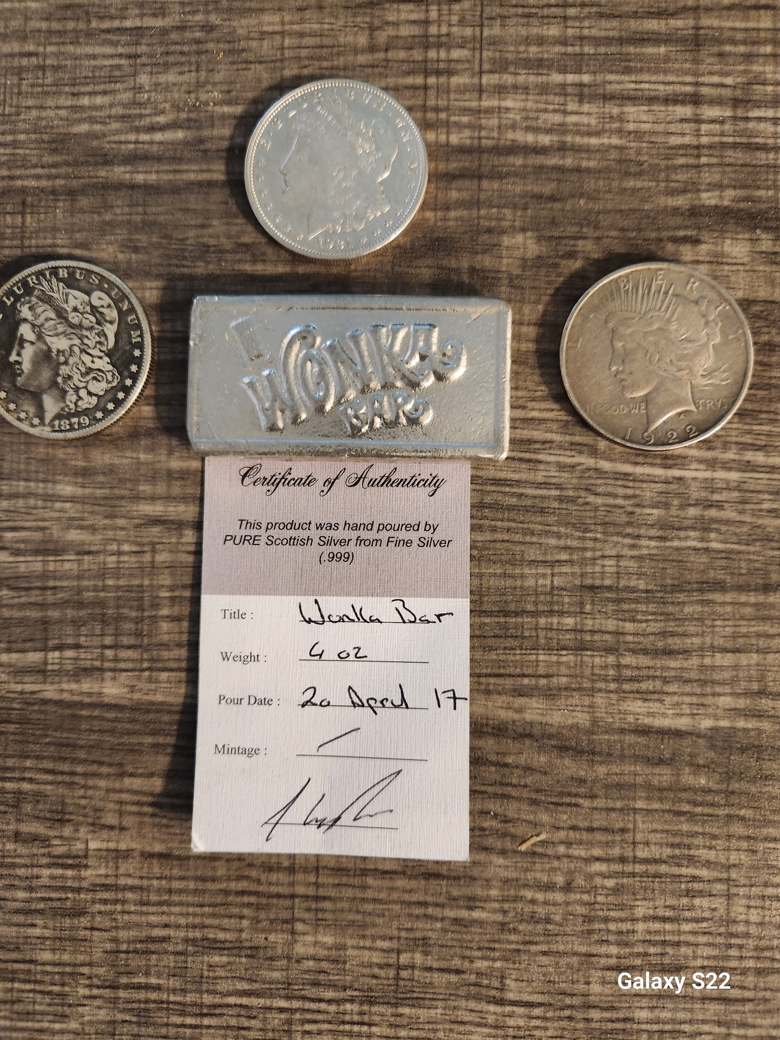 4 Ounces Silver Wonka Bar and Coin's